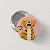 Skurril Safari-Tier Gähnender Gepard Cartoon Button (Vorne & Hinten)