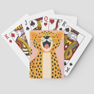 Skurril Safari-Tier Gähnender Gepard Cartoon Spielkarten