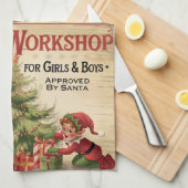 Skurril Santas Werkstatt im Vintage-Stil Geschirrtuch (Viertel Falte)