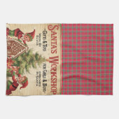 Skurril Santas Werkstatt im Vintage-Stil Geschirrtuch (Horizontal)
