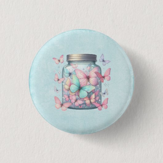 Skurril Schmetterlinge in einem Glas Button (Vorderseite)