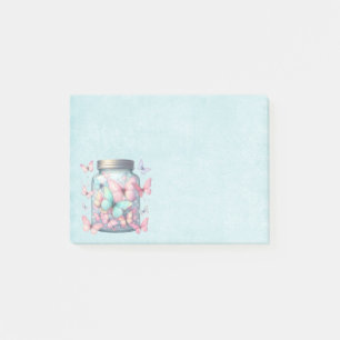 Skurril Schmetterlinge in einem Glas Post-it Klebezettel