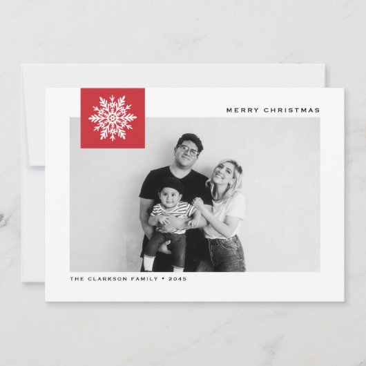 Skurril Schneeflocke Rot Frohe Weihnachten Foto (Vorderseite)