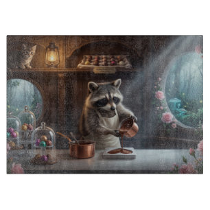 Skurril Schokoladenladen-Diorama mit Waschbär Schneidebrett