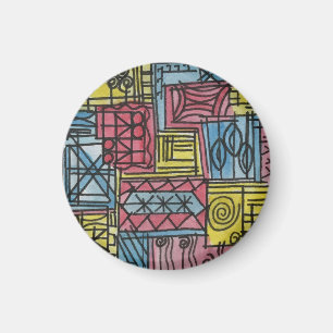 Skurril-verspielte handgemalte abstrakte Kunst Magnet
