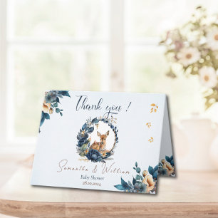 Skurril Waldhirsch Blau Floral Dankeskarte