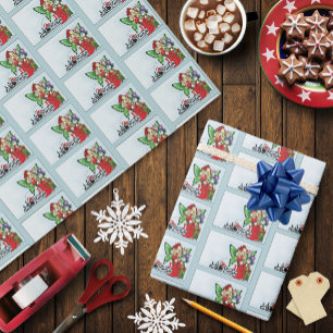 Skurril Weihnachtsfee Feiertagsgeschenke Blau Geschenkpapier