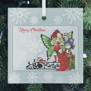 Skurril Weihnachtsfee Feiertagsgeschenke Blau Ornament Aus Glas