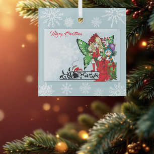 Skurril Weihnachtsfee Feiertagsgeschenke Blau Ornament Aus Glas