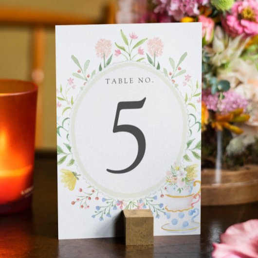 Skurril-Wildblumen-Teeparty-Tischnummer Tischnummer