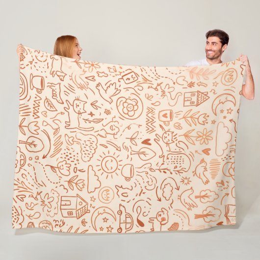 Skurril-Wohnzimmer-Doodle-Muster Fleecedecke (Beispiel)