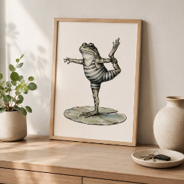 Skurril Yoga Frosch auf Seerosenblatt Poster