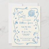 Skurrile Abipartys Foto-Gekritzel-Einladung Blau Einladung (Rückseite)