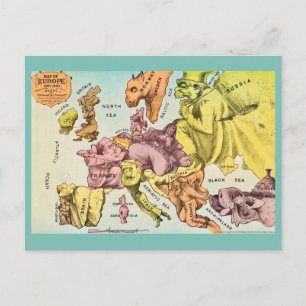 Skurrile alte Europakarte Postkarte