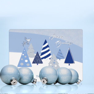 Skurrile Blaue Bäume Folien-Weihnachtskarte Folien Feiertagskarte