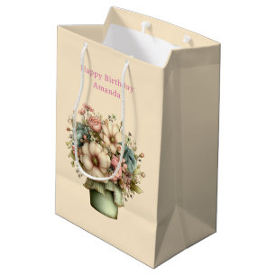 Skurrile Blumen in einem Pflanzkübel Süßer Geburts Mittlere Geschenktüte