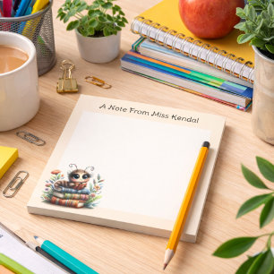 Skurrile Bücherwurm-Pfirsich-Notizblock Notizblock