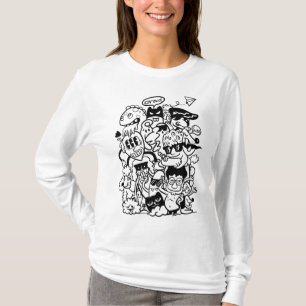 Skurrile Cartoon-Figuren-Menge T-Shirt