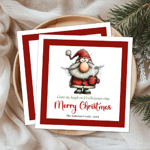 Skurrile Cartoon-Weihnachtsmann-Humor-Festliche-Pa Serviette