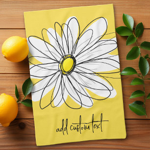 Skurrile Daisy Benutzerdefinierter Text und Farbe Geschirrtuch