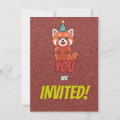 Skurrile Einladung für Erwachsene mit Rotem Panda (Rückseite)