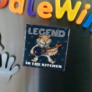 Skurrile Eulen-Legende In Der Küche Rockstar-Kunst Magnet
