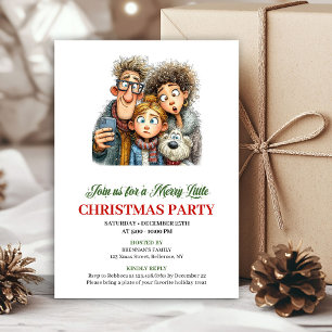 Skurrile Familien-Festtags-Watercolor-Weihnachtska Einladung