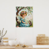 Skurrile Feen- und Igel-Gartenwandkunst Poster (Küche)