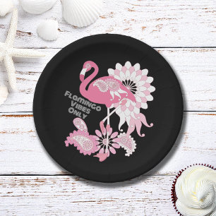 Skurrile Flamingo-Stimmung Nur Schwarz Rosa Flamin Pappteller
