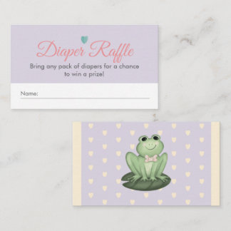 Skurrile Flieder-Frosch-Baby-Shower-Windel-Raffle Begleitkarte