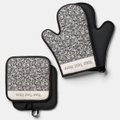Skurrile Graue Punkte-Doodles-Muster Ofenhandschuh & Topflappen-Set (Vorderseite/Rückseite)