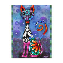 Skurrile großäugige funky abstrakte Kitty-Katze