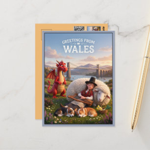 Skurrile Grüße aus Wales Postkarte