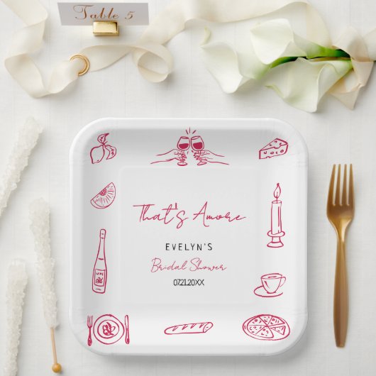 Skurrile handgezeichnete Brautparty mit wunderlich Pappteller (Hochzeit)