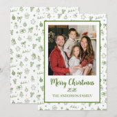 Skurrile handgezeichnete Doodle Grün Feiertagskarte (Vorne/Hinten)