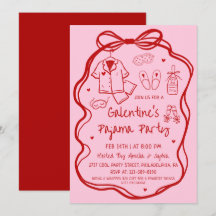 Skurrile handgezeichnete Galentine's-Pyjama-Party