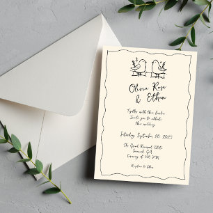 Skurrile handgezeichnete / gekritzelte Hochzeitsei Magneteinladung