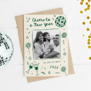Skurrile handgezeichnete Kritzeleien Neujahrsfoto  Feiertagskarte