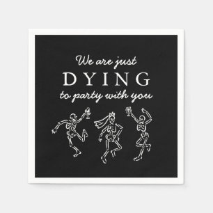 Skurrile handgezeichnete Skelette Halloween-Party Serviette
