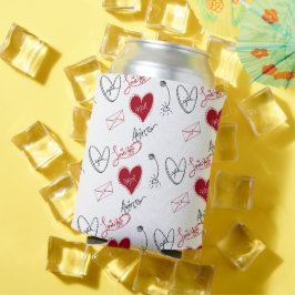Skurrile Handgezeichnete Valentinstag-  Dosenkühler