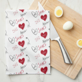 Skurrile Handgezeichnete Valentinstag-  Geschirrtuch