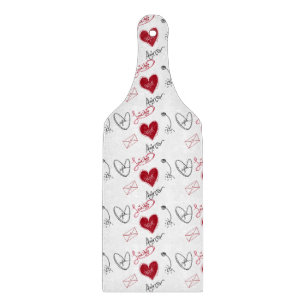 Skurrile handgezeichnete Valentinstag- Illustratio Schneidebrett