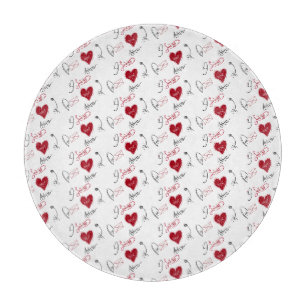 Skurrile Handgezeichnete Valentinstag- Schneidebrett