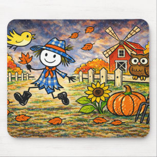 Skurrile Herbst-Vogelscheuche Farm Mousepad