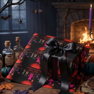 Skurrile Hexen-Wäscheleine Halloween-Grafik Geschenkpapier