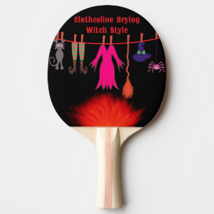 Skurrile Hexen-Wäscheleine Halloween-Grafik-Kunst Tischtennis Schläger