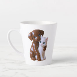 Skurrile Hund-Katze-Illustration Milchtasse