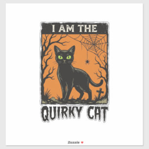 Skurrile Katze Halloween Vintage Gravur T-Shirt De Aufkleber