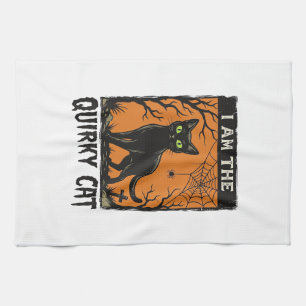 Skurrile Katze Halloween Vintage Gravur T-Shirt De Geschirrtuch