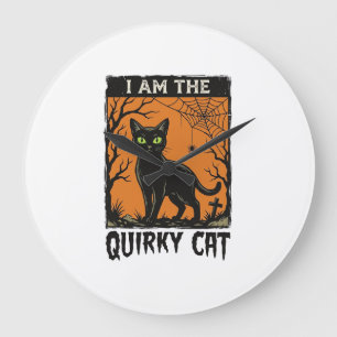 Skurrile Katze Halloween Vintage Gravur T-Shirt De Große Wanduhr